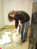 Pam paints the dressing room